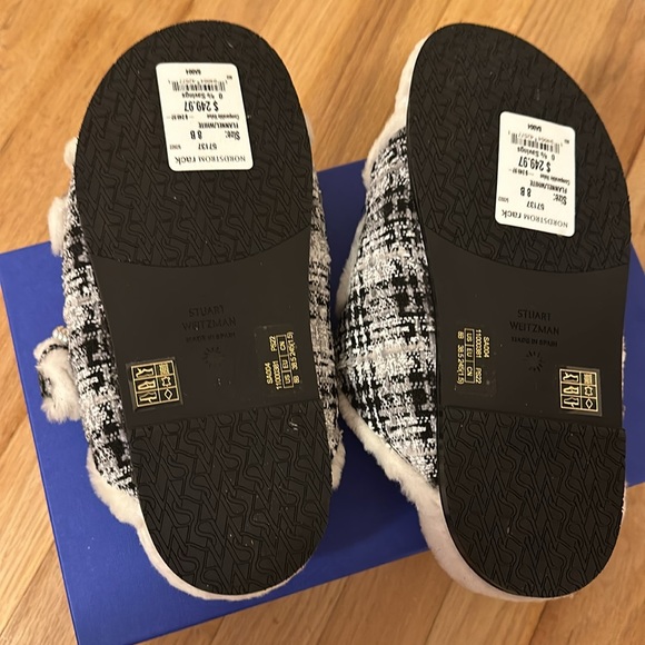 NWT Stuart Weitzman piper chill plaid tweed/shearling slide size 8 - Picture 7 of 8